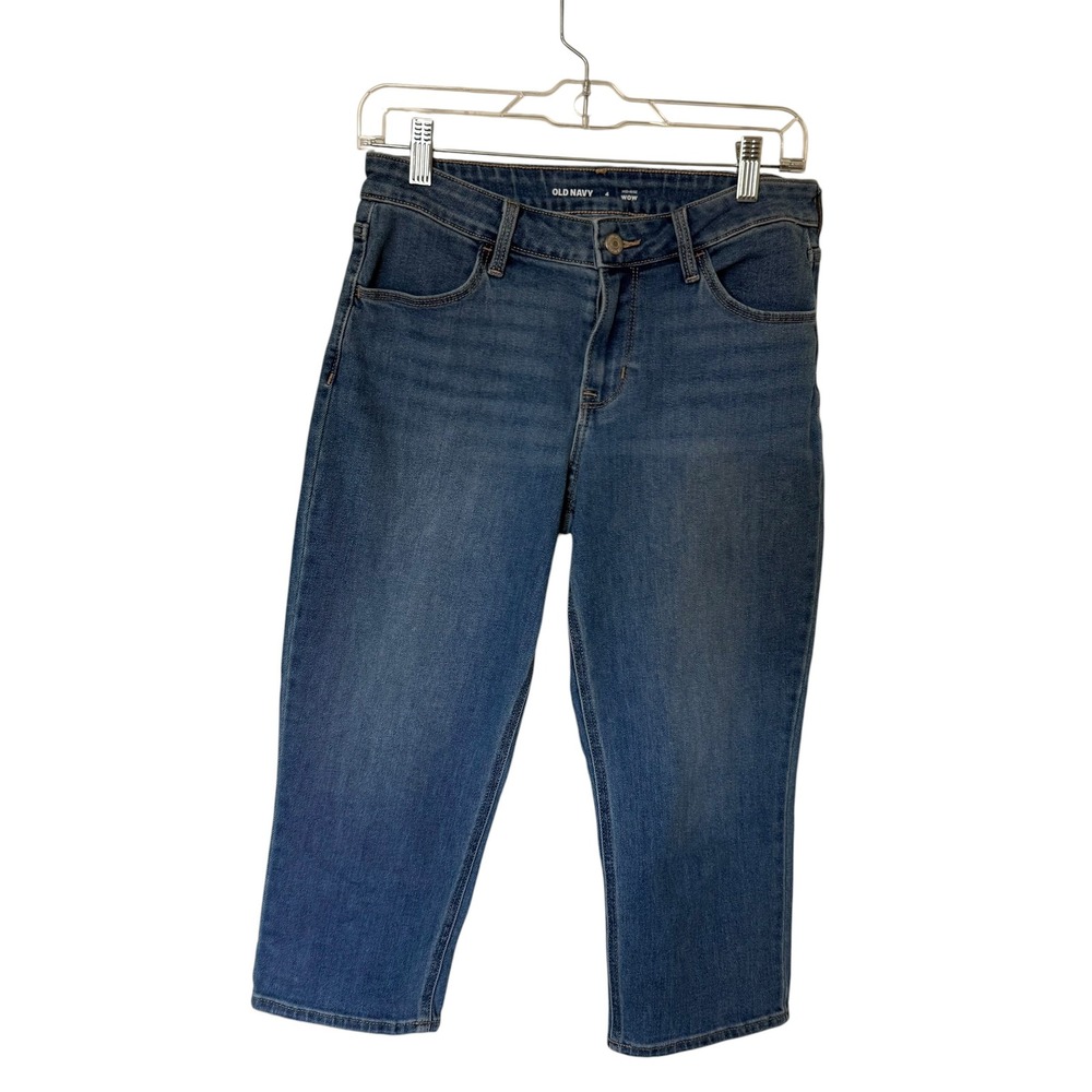Old Navy Wow Cropped Jeans Womens 4 Blue Excellent Mid-Rise Stretch Capri